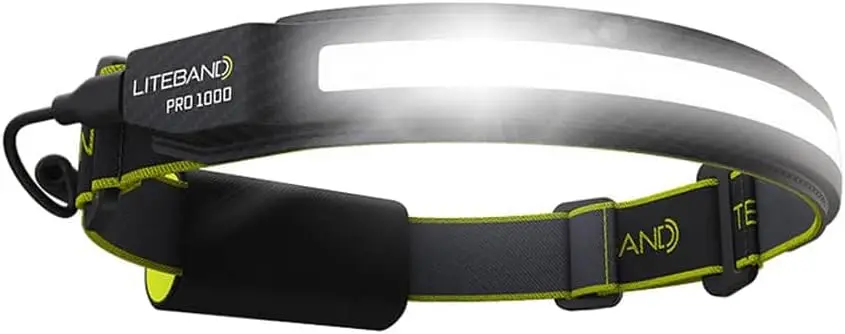 

1000 Lumens Rechargeable LED Headlamp with Wide-Angle Light, Adjustable Band for Camping and Running