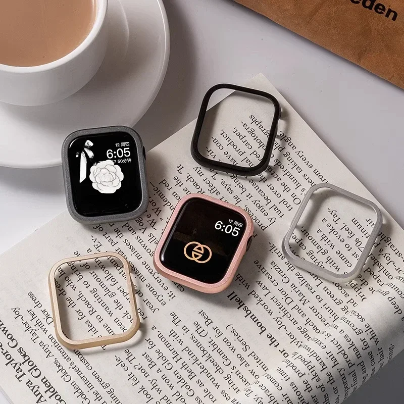 Zubehör für Apple Watch Gehäuse 46 mm 42 mm Metallstoßstange Schutzhülle Rahmen für iWatch SE Serie 10 9 8 7 Gehäuse Aluminium Gold