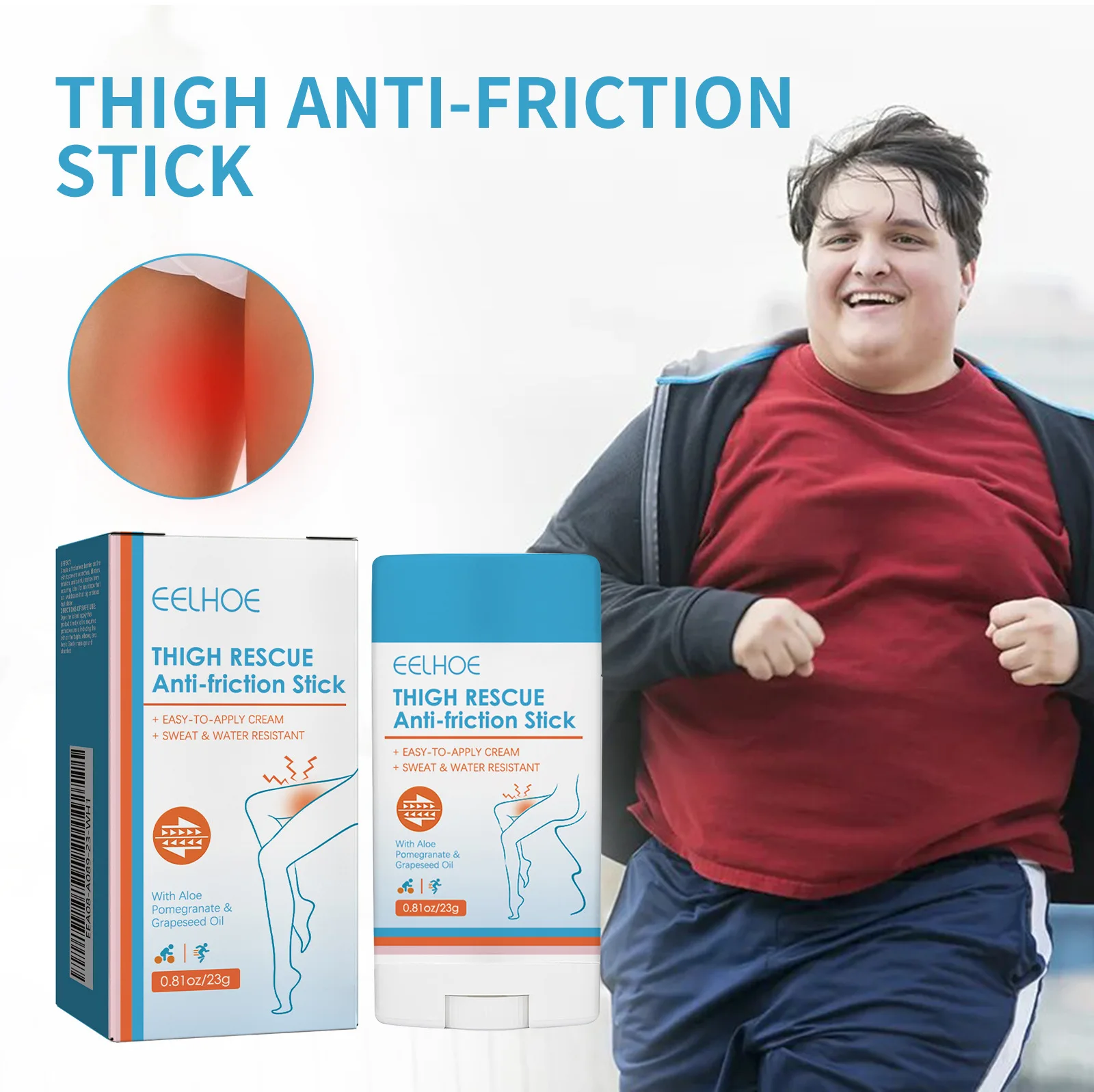 Thigh Rescue Anti-friction Stick Chafe Cream Waterproof Glide Body Anti Chafing Sweat-absorbent Thigh Chafing Cream 1pc in 1box