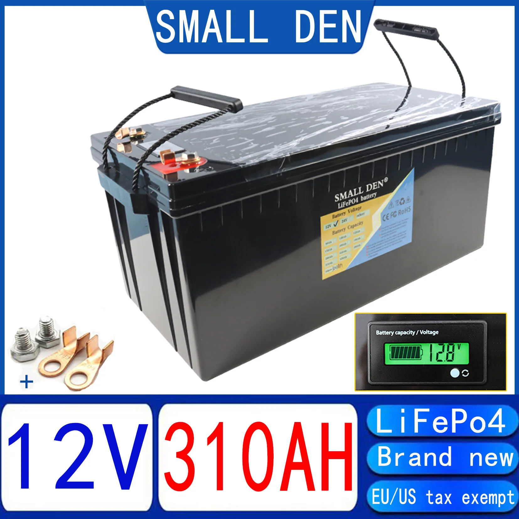 12V 24V 310ah 300ah 280ah Lifepo4 battery pack with built-in BMS 0-2500W electric boat car starter golf cart charging battery