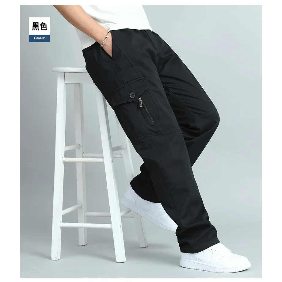 Novo verão casual escalada joggers sweatpants homem outono primavera algodão preto calças de trabalho tamanho grande 6xl calças de carga dos homens