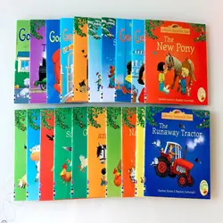 Juego de libros de cuentos de Farmyard para niños y niñas, libro de cuentos en inglés, granja para niños, enseñanza de 15x15cm, libros de imágenes Usborne, 20 piezas por 1Set