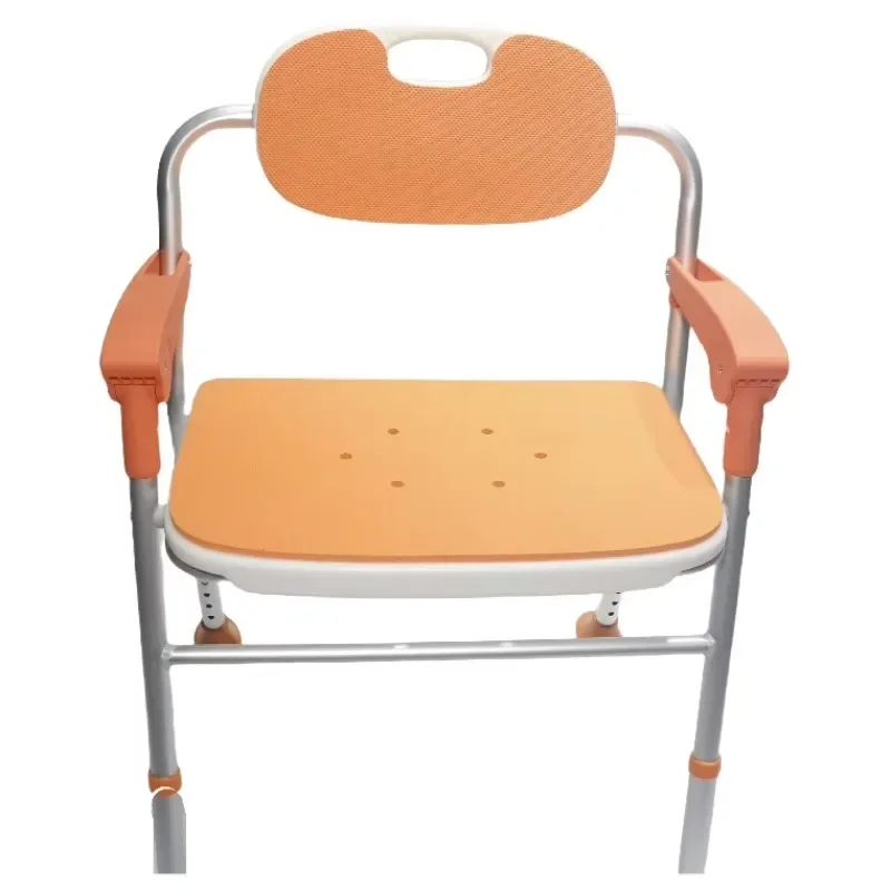 Aluminum shower stool with PE cushion, 5-level height adjustment, suitable for the disabled, the elderly, pregnant women