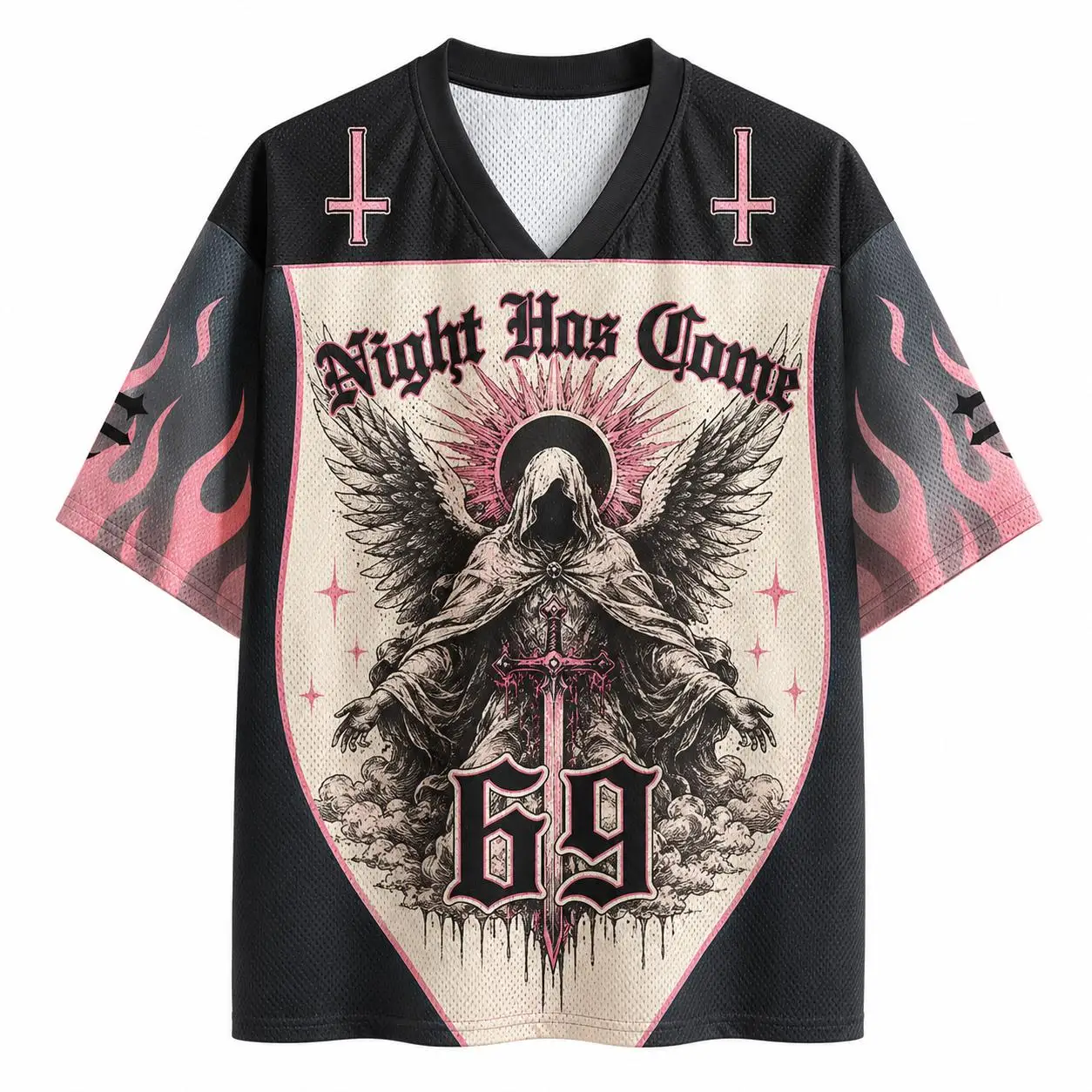 Image of 2026 Sommer Mode Neues Retro Gothic Fallen Angel Design 3D-Druck Outdoor Sport Fitness Street Style Lockeres T-Shirt Groß