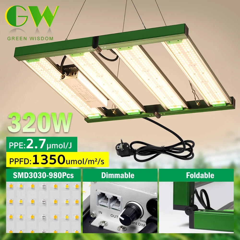 320W Grow Light Led Full Spectrum LM3030 Wide Board Growing Lamp for Indoor Greenhouse Growbox Hydroponics Veg Flowers