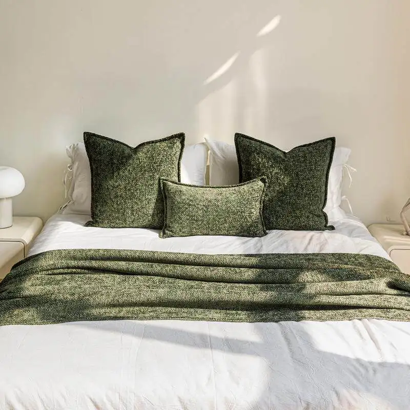 30X50/50X50CM Retro Green Throw Pillow Cover Modern Simple Homestay Waist Cushion Cover Decor Home Decorative Pillowcase