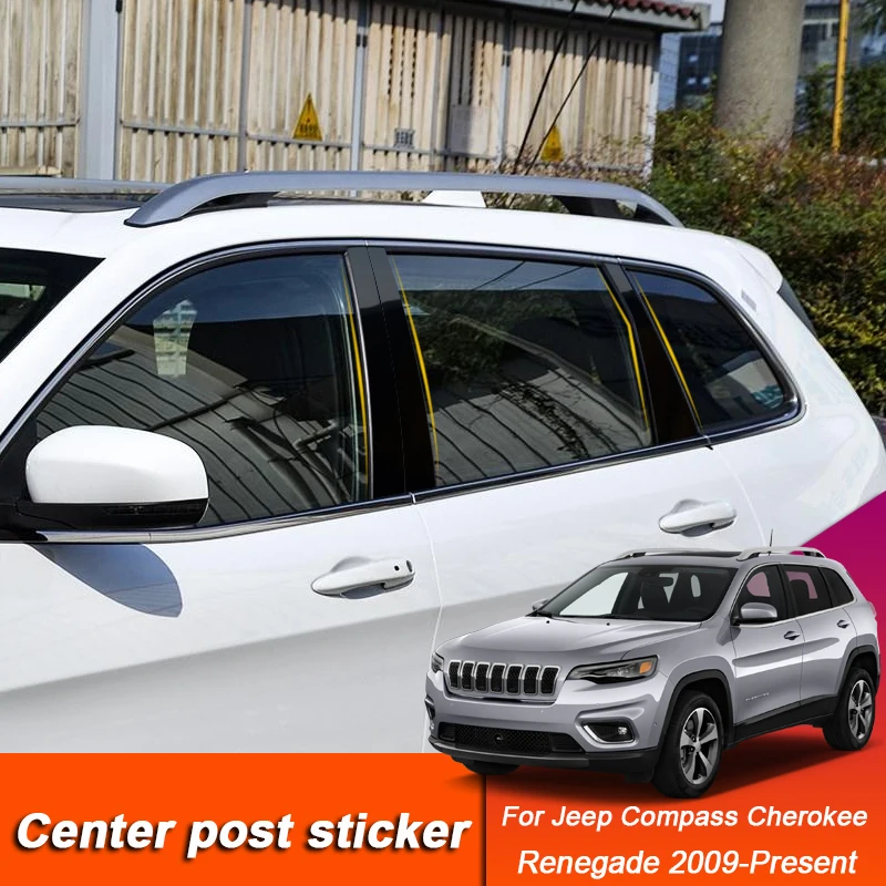 

For Jeep Compass MP552 Cherokee KL Renegade BU 2009-Present Car Styling Window Center Pillar Sticker PVC Trim Anti-Scratch Film