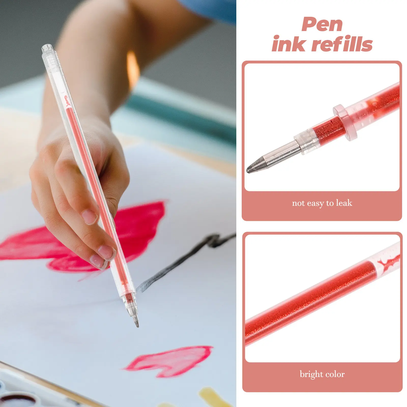 12Pcs Shiny Gel Pen Refills Leakproof Plastic Refill Replacements for Writing Notes Journaling Office School Supplies