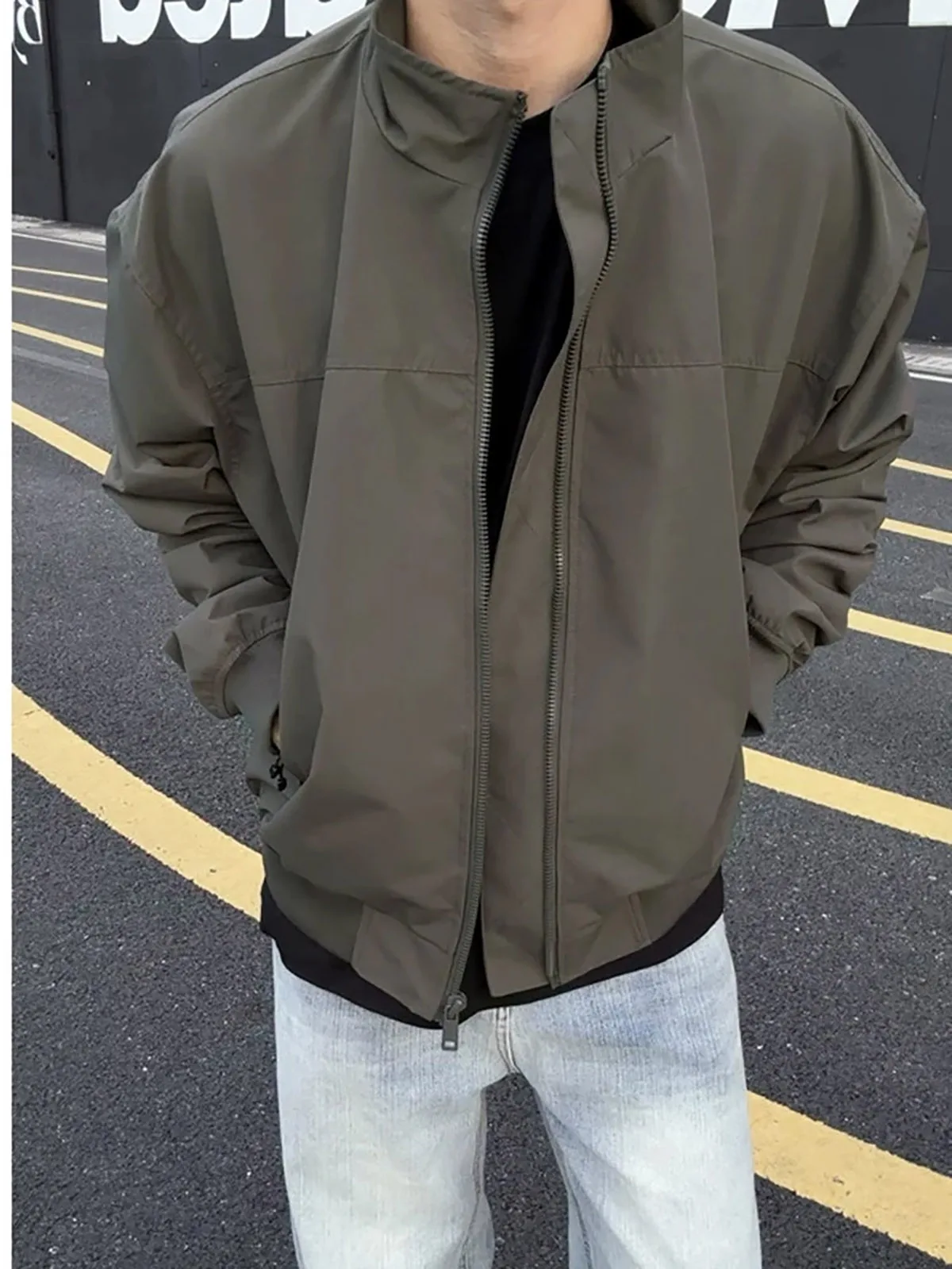 Men's Workwear Jacket Spring Early Three-Proof Stand Collar Cleanfit Short Coat American Trendy Brand Shoulder Clip Jacket