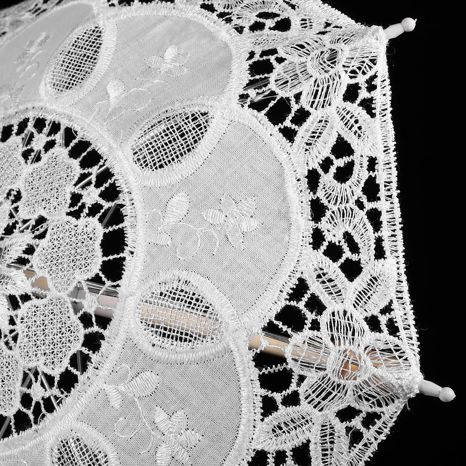 

1 set White Lace Umbrella 26cm Handle 29cm Diameter Wedding Bridal Fan Decorative Parasol Vintage Photography Props