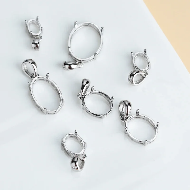 925 스털링 실버 여성용 펜던트, 세미 마운트 펜던트, 보석 세팅 목걸이 없음, 5x7, 6x8, 7x9, 10x12, 9x11, 12.5x15.5mm 