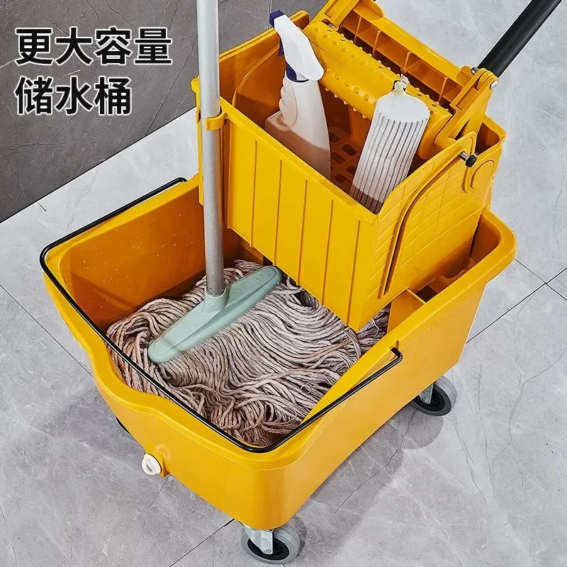 Commercial Mop Bucket with Wheels Heavy Duty Industrial Cleaning Trolley for Hotel Office Floor Washing Press Wringing System