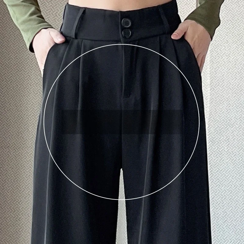 Plones de Traje de Pierna Ancha de Cintura Alta Nes para Mujer, Estilo Nuevo de Primavera y Otoño, Plones Casus...