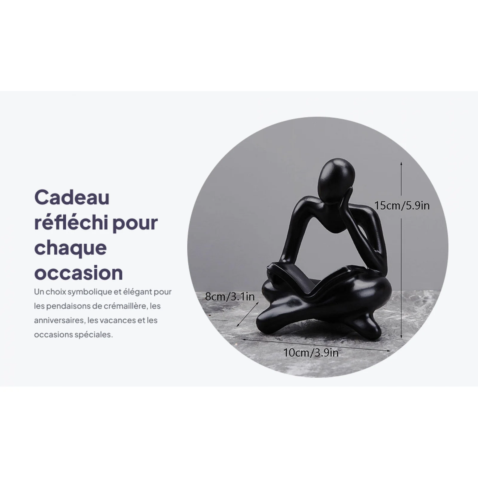 Thinker Figurine Resin Art Craft Aesthetic Decoration Bookshelf Ornament Modern Home Decor for Office Shelf