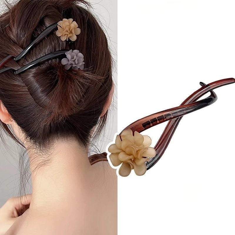 S Shape Flower Ponytail Twist Hair Clip Fashion Pearl Shark Clip Hairpin Barrettes Hairgrip Hair Accessories for Women Headwear