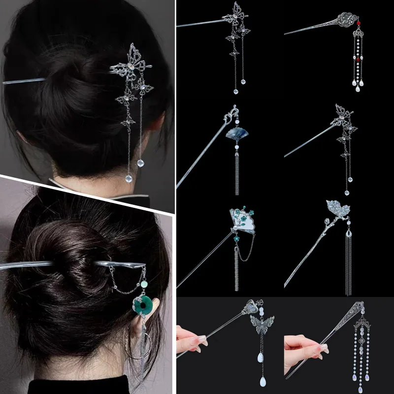 

New Chinese Style Cool Ancient Style Su Hairpin Womens High-end Style with Coiled Hair Cheongsam Hanfu Hairpin Hair Accessories