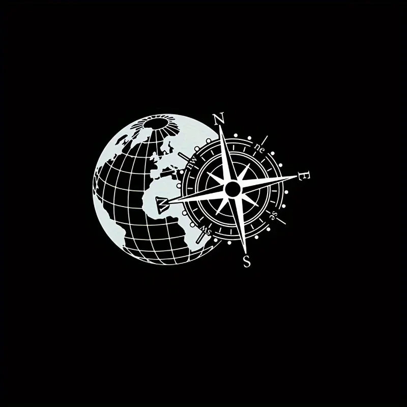 Adventure World Map Compass Sticker, Waterproof Vintage Vinyl Decal for RV Camper Van Off-Road Travel Decoration
