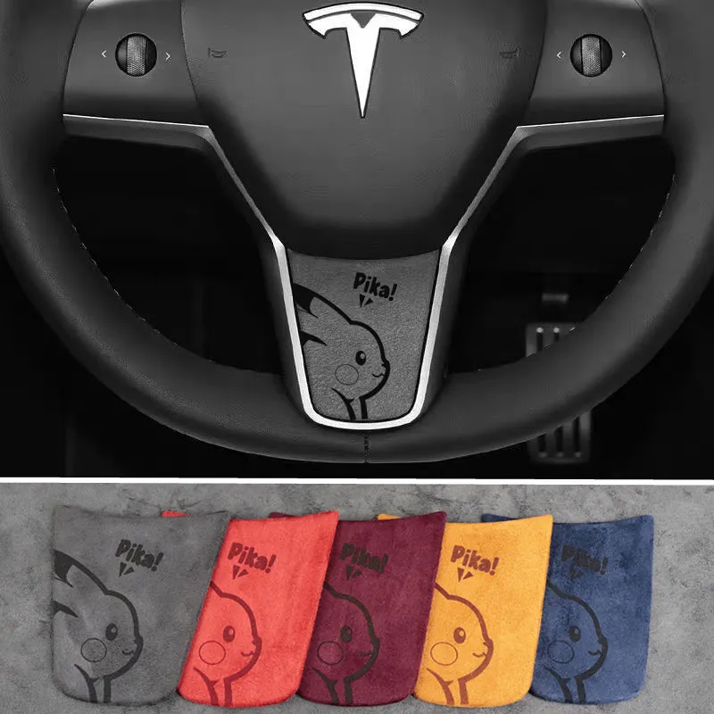 Pokemon Pikachu Steering Wheel Stickers Are Suitable for Tesla Model Y Model 3 Car Steering Wheel Styling Decoration Accessories