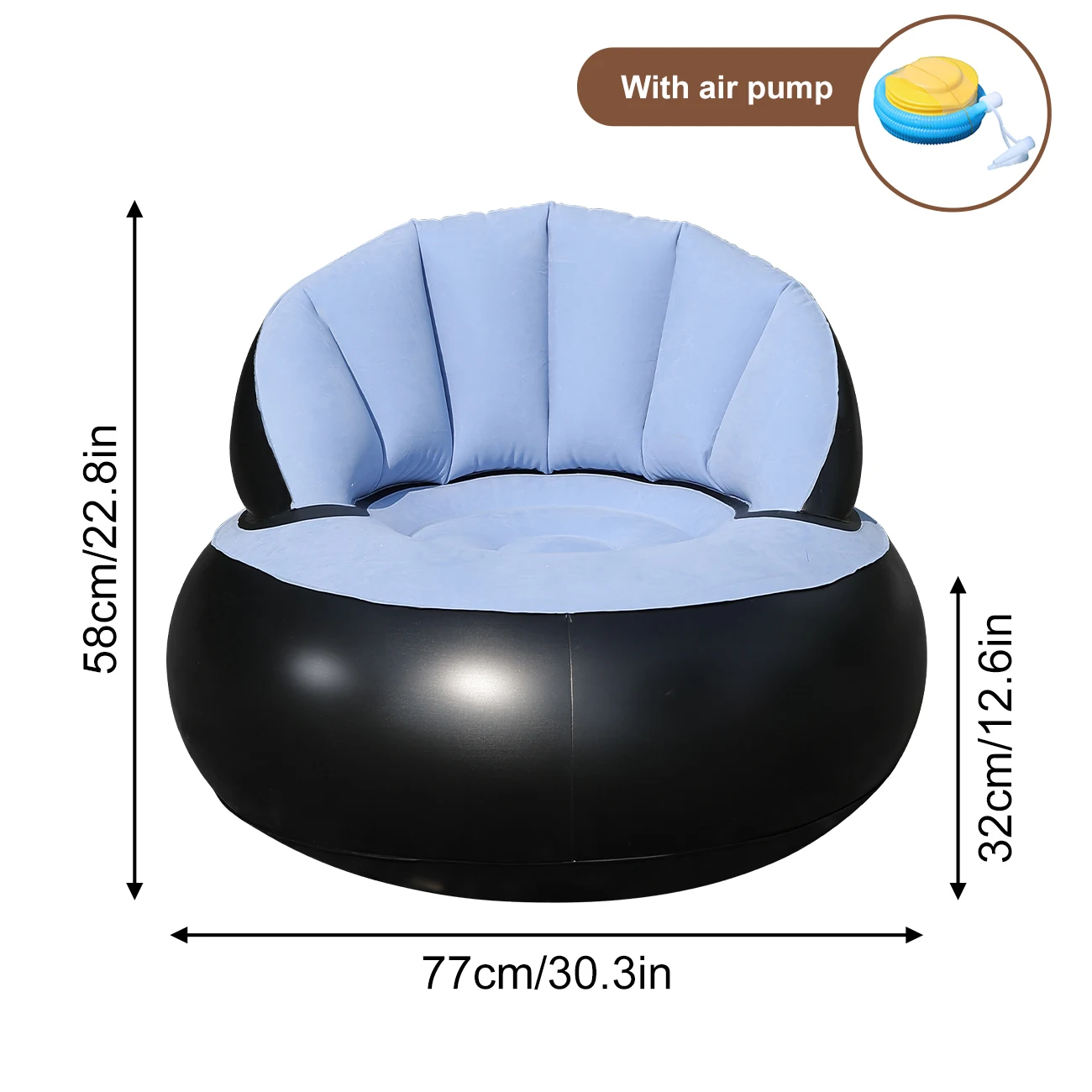 Inflatable Chair for Adults, Flocking Comfortable Lounge Chair, Ergonomic Portable Blow Up Couch for Family Gatherings, Party - view 6