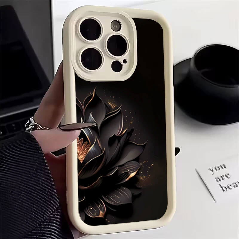 Custodia in Silicone Black Rose Lotus Flower per Xiaomi Redmi Note 13 custodie Redmi Note 12 Pro Plus 12S 11S 11 10S 10 Redmi 12 13C Cover