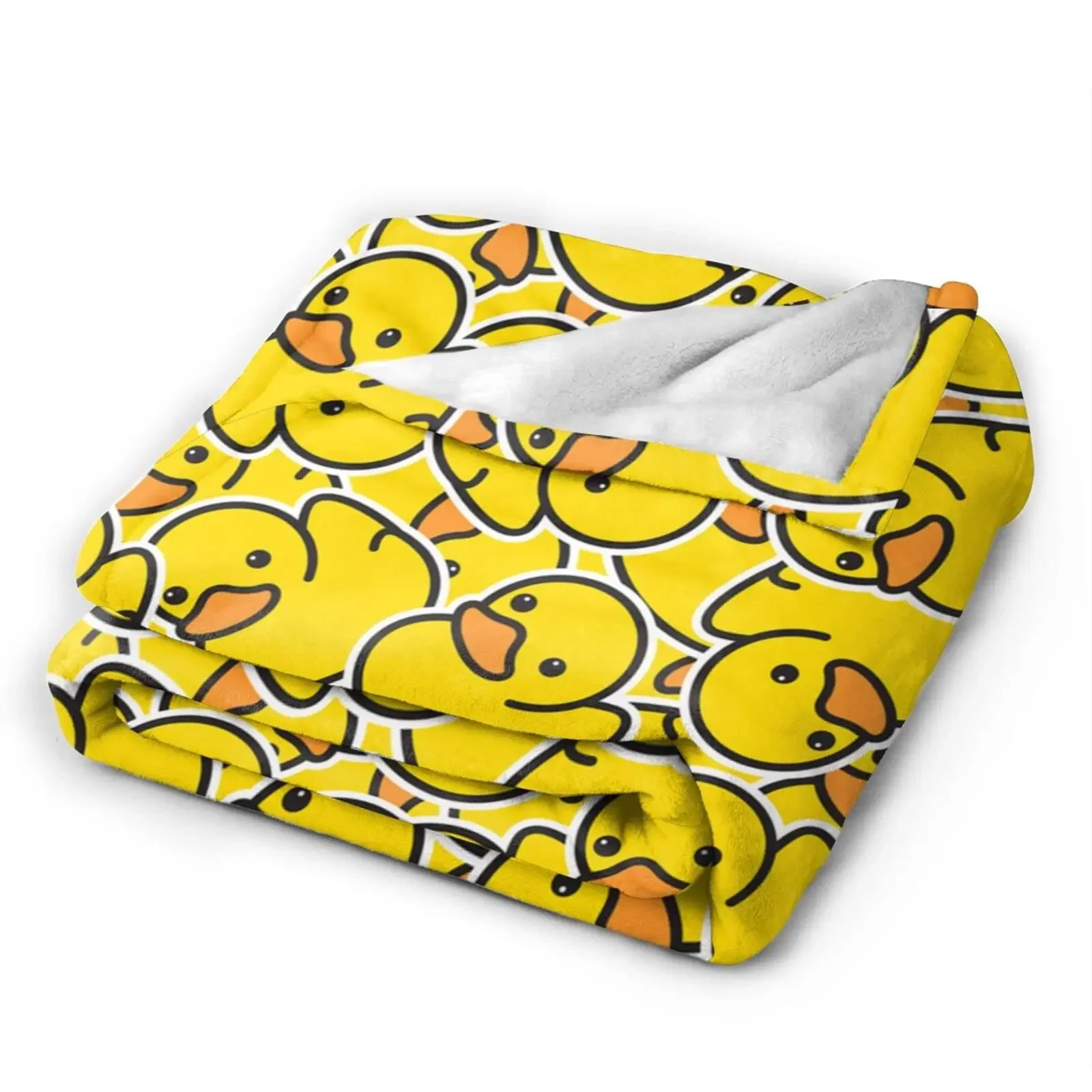 Cute Rubber Duck Throw Blanket Soft Warm All Season Yellow Cartoon Ducks Flannel Blankets for Bed Car Sofa Couch Bedroom Decor