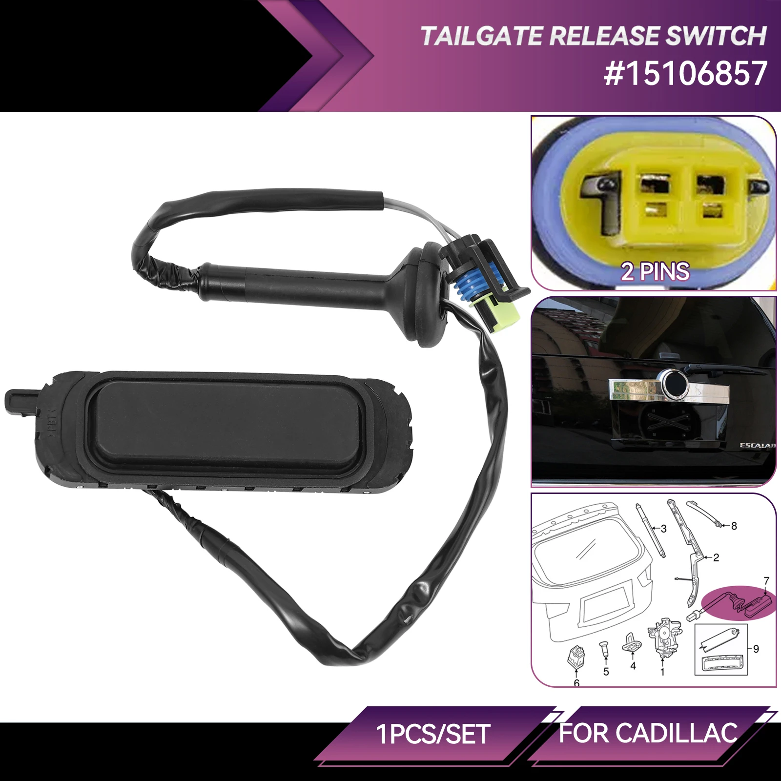 Rear Trunk Tailgate Liftgate Latch Door Release Switch For Cadillac Escalade GMC Sierra Yukon Chevrolet Tahoe 2007-2014 15106857