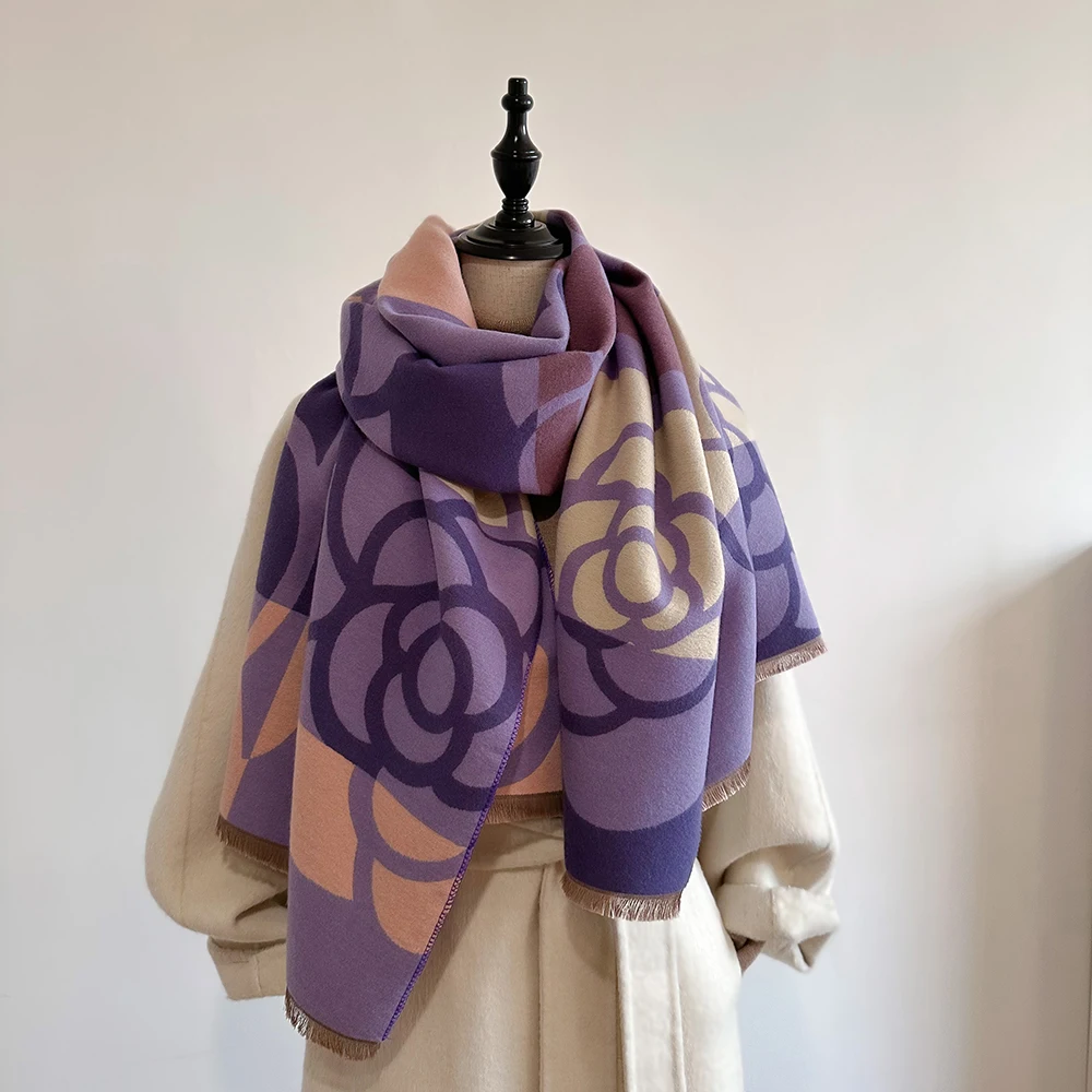 Kaschmir-Schal für Frauen, dick, warm, Winterdecke, Marke, weiblich, Luxus-Qualität, Schal, Wickeltuch, Bufanda 2024, Poncho Echarpe Pashmina – Detail 24