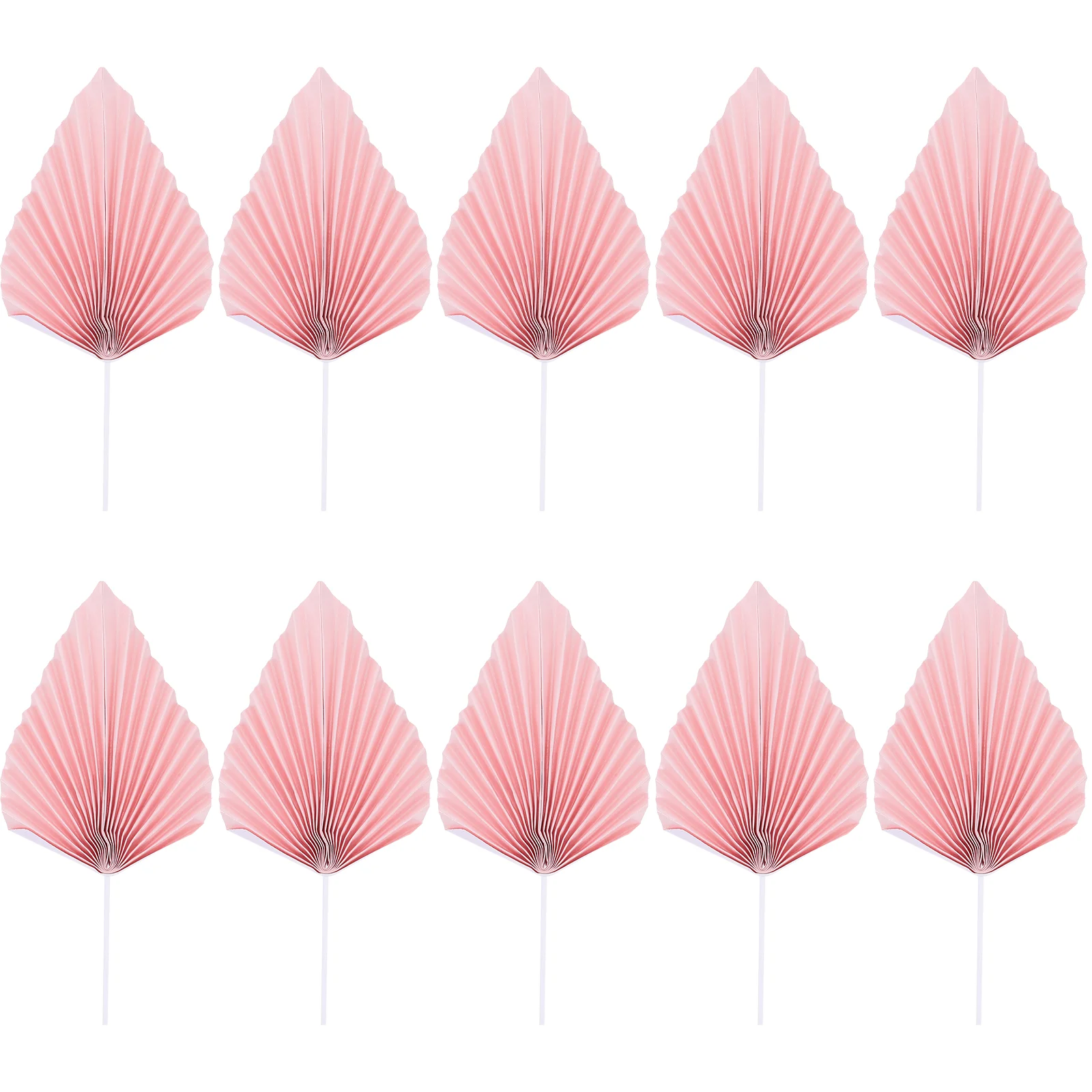 10 PCS Birthday Cake Decorations Golden Palm Leaves Flower Paper Happy Party Baking Boho Style Leaf Fan Wedding Luau Baby