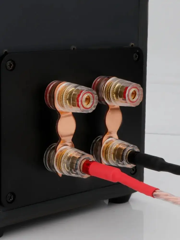ブリッジケーブルごとの銅製スピーカー,Hifiオーディオスピーカー用のフォーク接続プレート,バインディングポスト,diyオーディオジャンクションボックス,7n