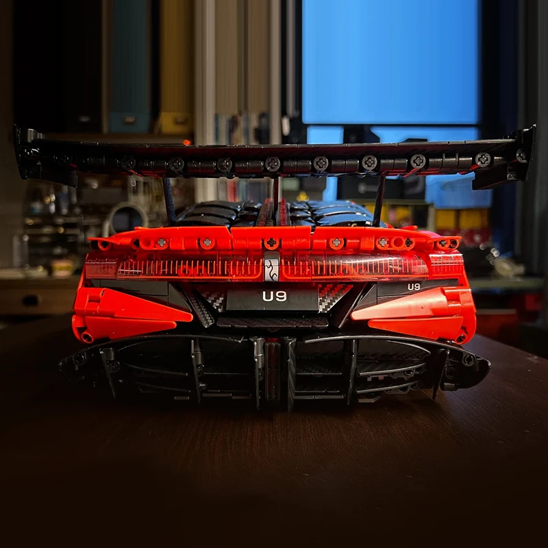 U9 Supersportwagen Technischer Baukasten 1:8 Maßstab Elektrischer Hypercar Konstruktions-Bausteine Modell DIY Montage-Spielzeug für Erwachsene – Detail 17