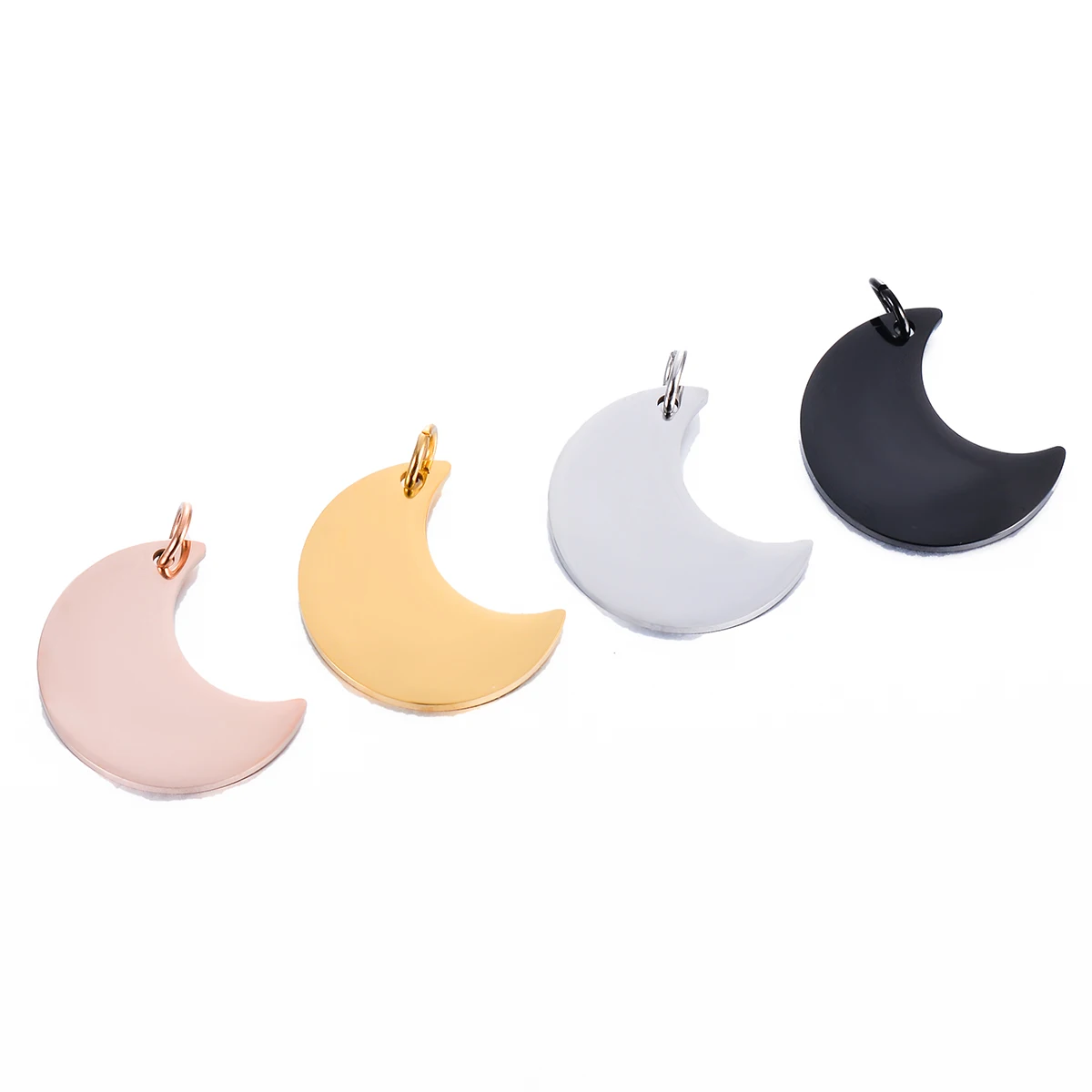 5pcs/lot Pet Dog ID Tag Moon Shape Stainless Steel Charm Blank Plate Decoration Jewelry Making DIY Keyring Accessories