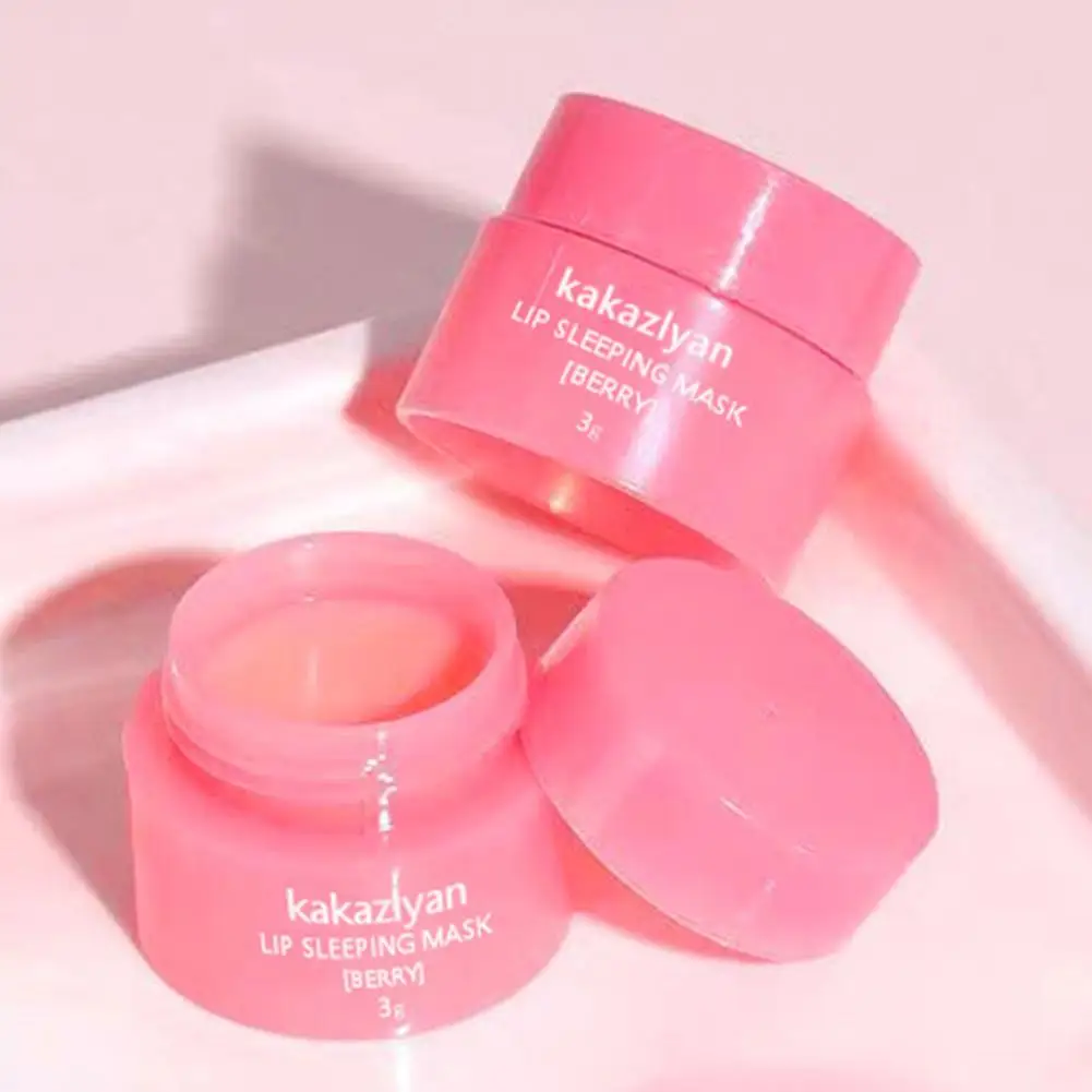 3g cuidado de los labios mascarilla para dormir dormir noche mantenimiento hidratado bálsamo labial crema blanqueadora de labios rosas nutre proteger cereza 1/2/3 Uds