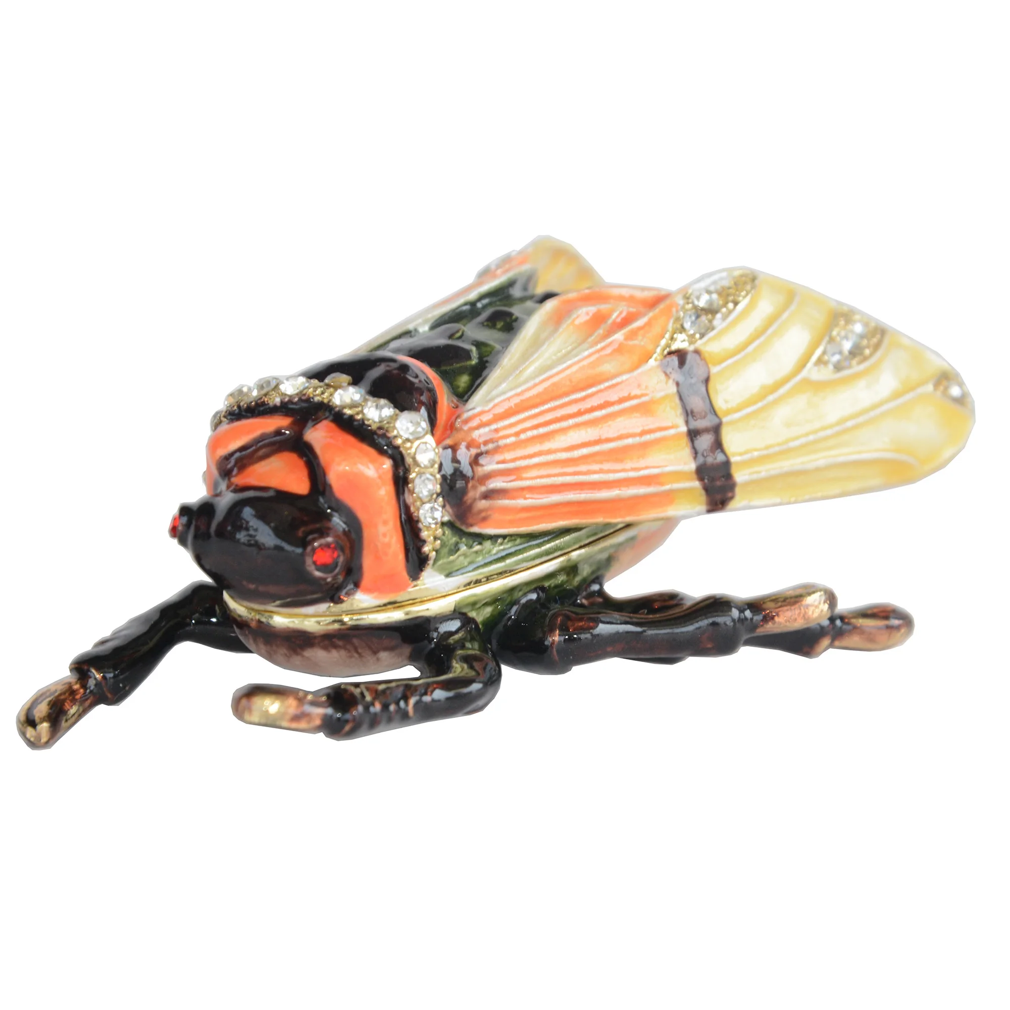 Cicada Insect and Bug Enamel Jeweled Trinket Jewelry Box Unique Gifts for Him