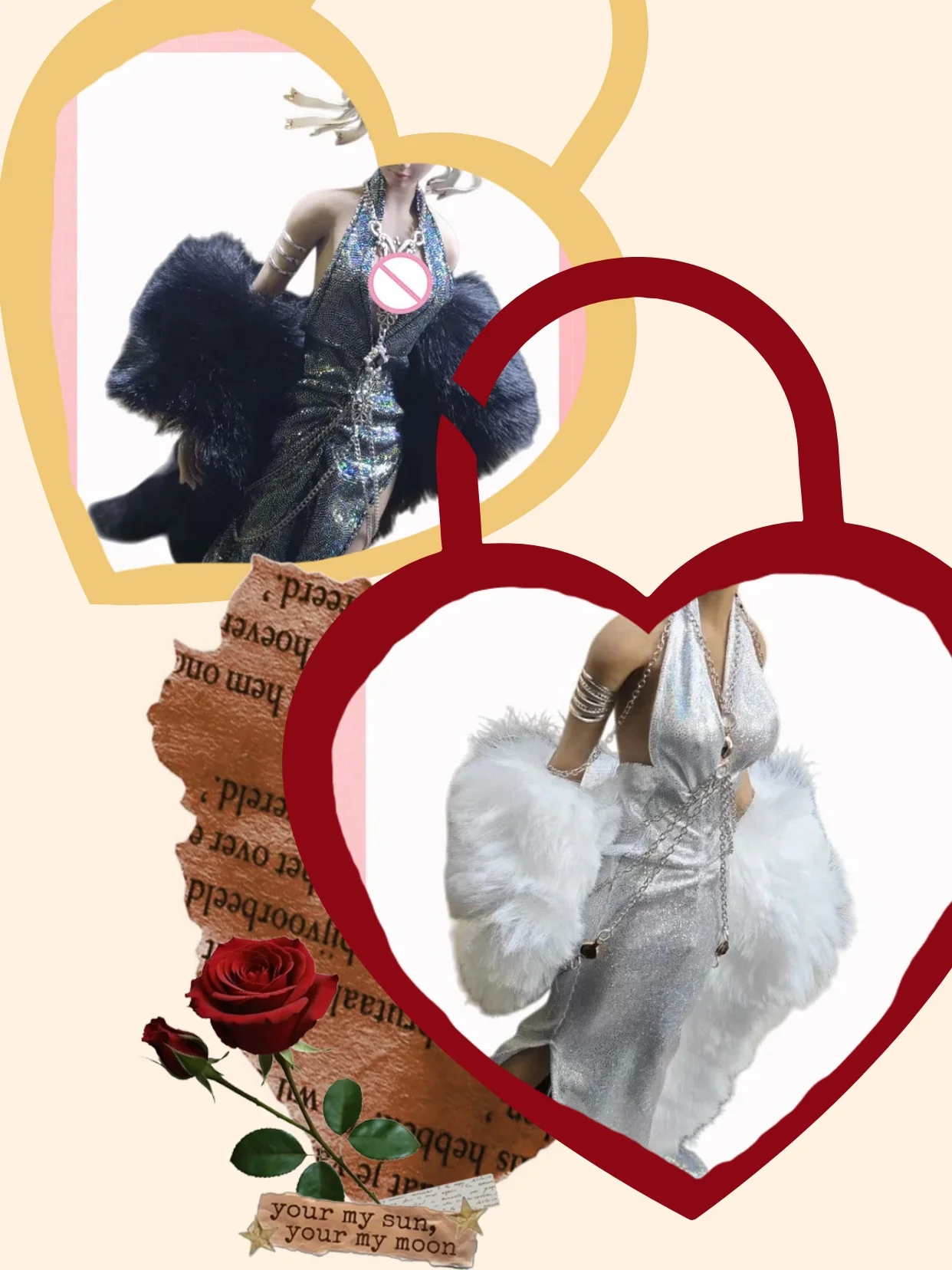 

Платье для 12-дюймовых фигурок: женское, в масштабе 1/6, с высоким разрезом, блестящее, с меховой накидкой, расшитое стразами, в пол