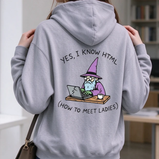 Yes I Know HTML Hoodie Funny Programmer Sweatshirt Wizard Coder Shirt Coding Meme Graphic Tech Humor Apparel Streetwear Unisex