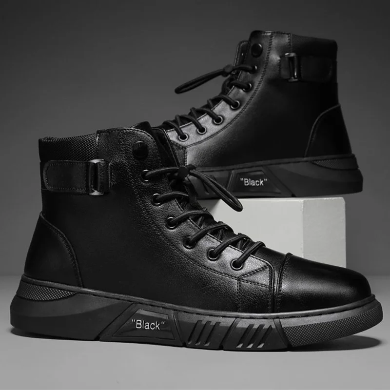 

2026 New Luxury Men High Top Leather Boots Autumn Vintage Waterproof Handmade Breathable Outdoor Fashion Non Slip Ankle Boots