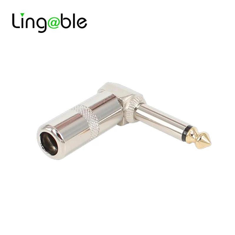 Lingable Premium Metal 1/4 Inch Right Angle Guitar Cable Adapter 6.35mm 1/4\