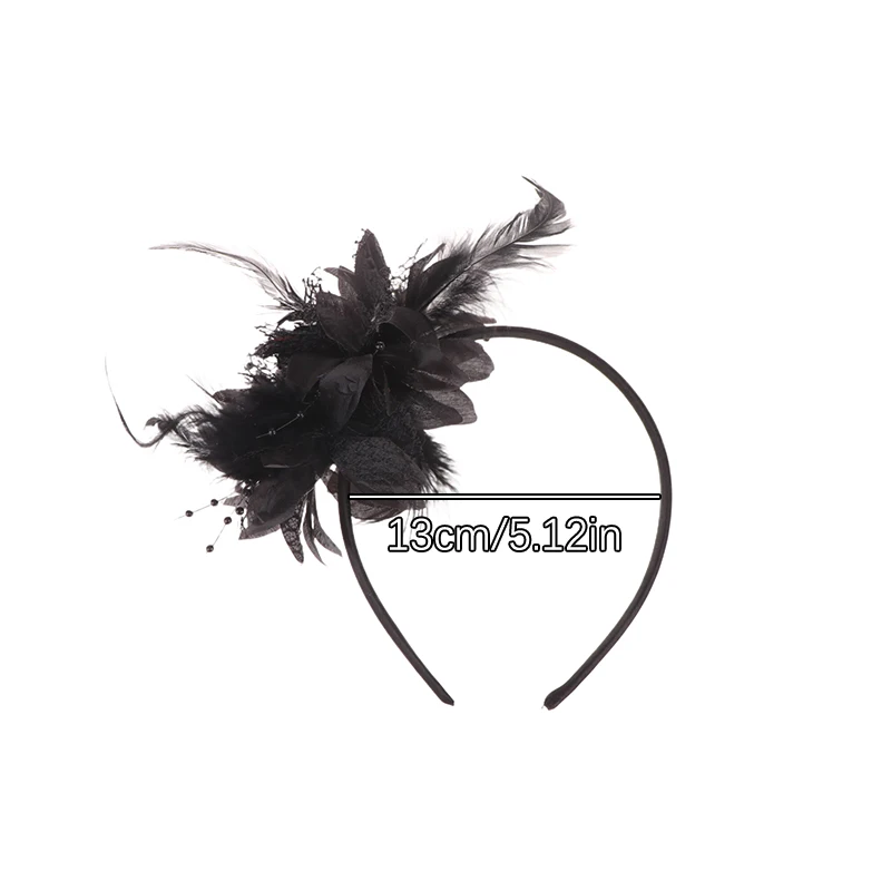 Women Fascinator Hat Headband Flower Feather Mesh Yarn Cocktail Party Wedding Hair Accessories Head Decoration - Image 6