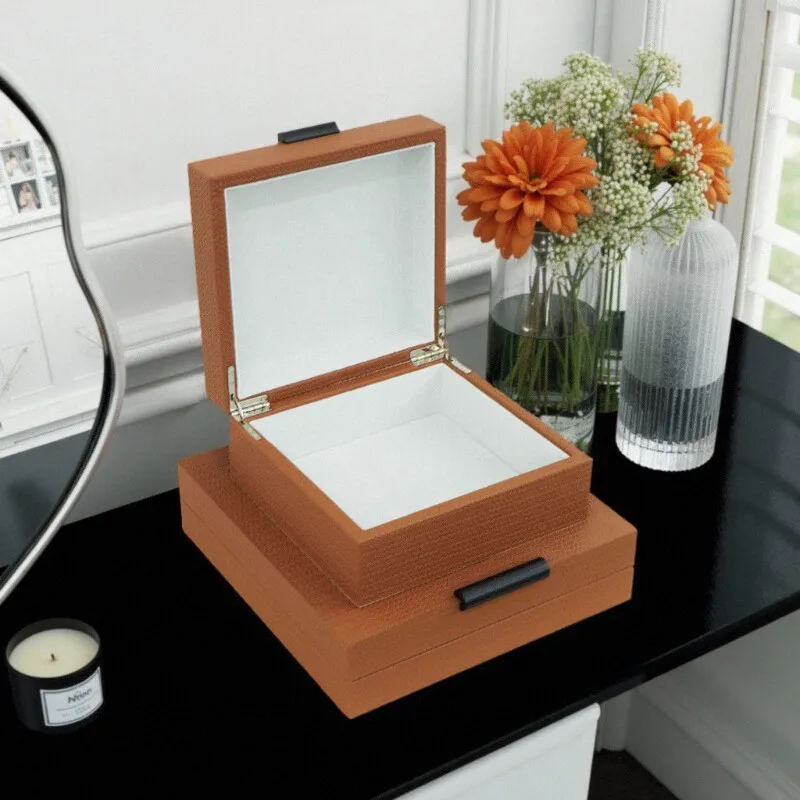 

Кожаная шкатулка для драгоценностей, минималистичные коробки для хранения колец и сережек, большая пылезащитная витрина для браслетов, органайзер для витрины ювелирных изделий