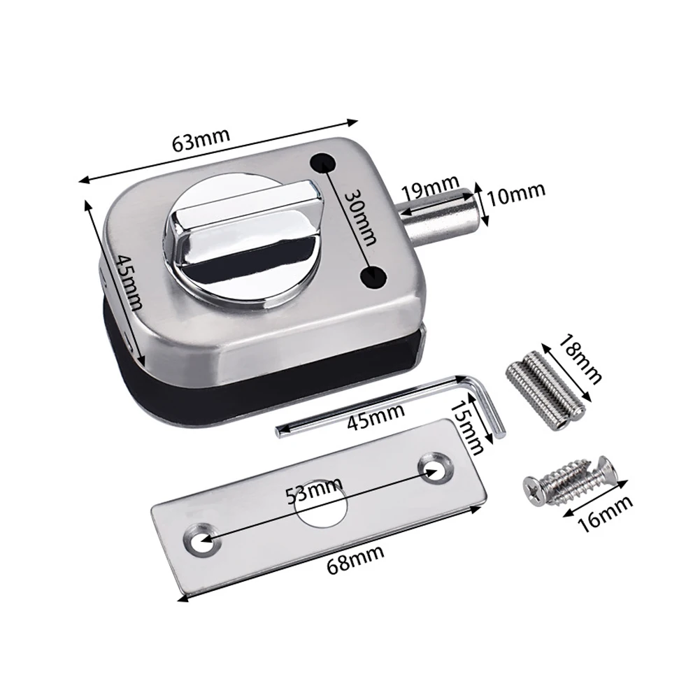 1set Glass Door Lock Glass Display Cabinet Locks Bathroom Balcony Latch  No Need Drilling Easy To Install Home Tool