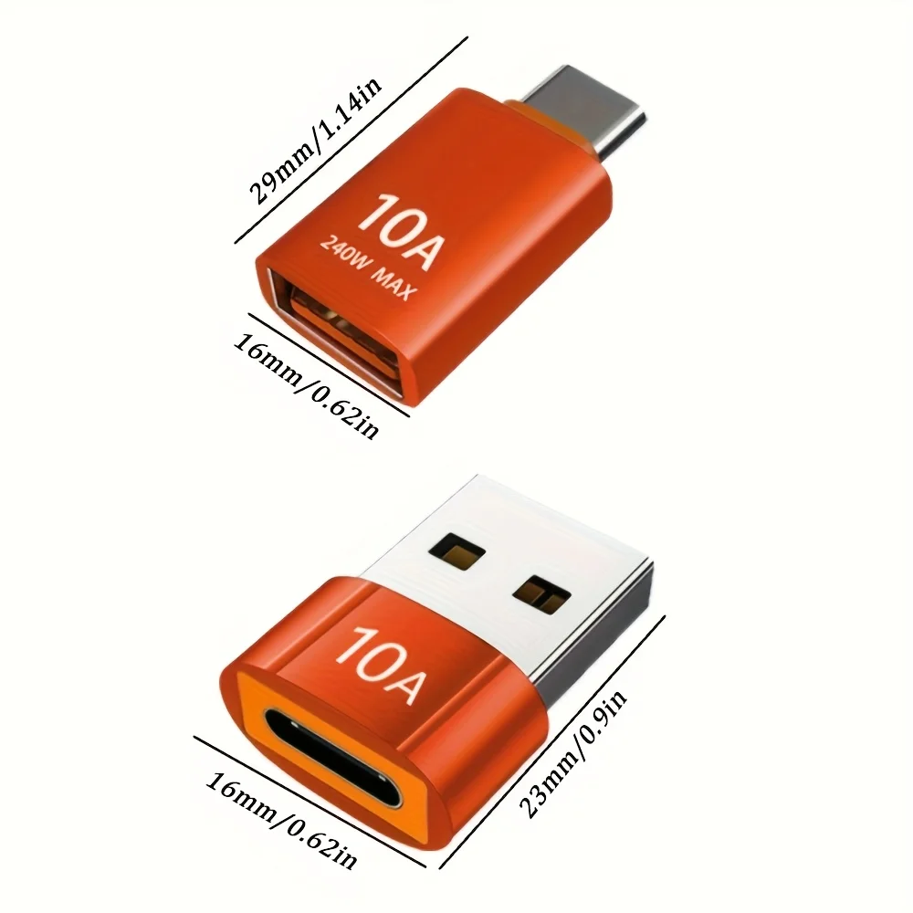 Orange Type-C to USB adapter, a USB-C adapter for MacBook Pro and iMac computers, compatible with USB-A and USB-C devices