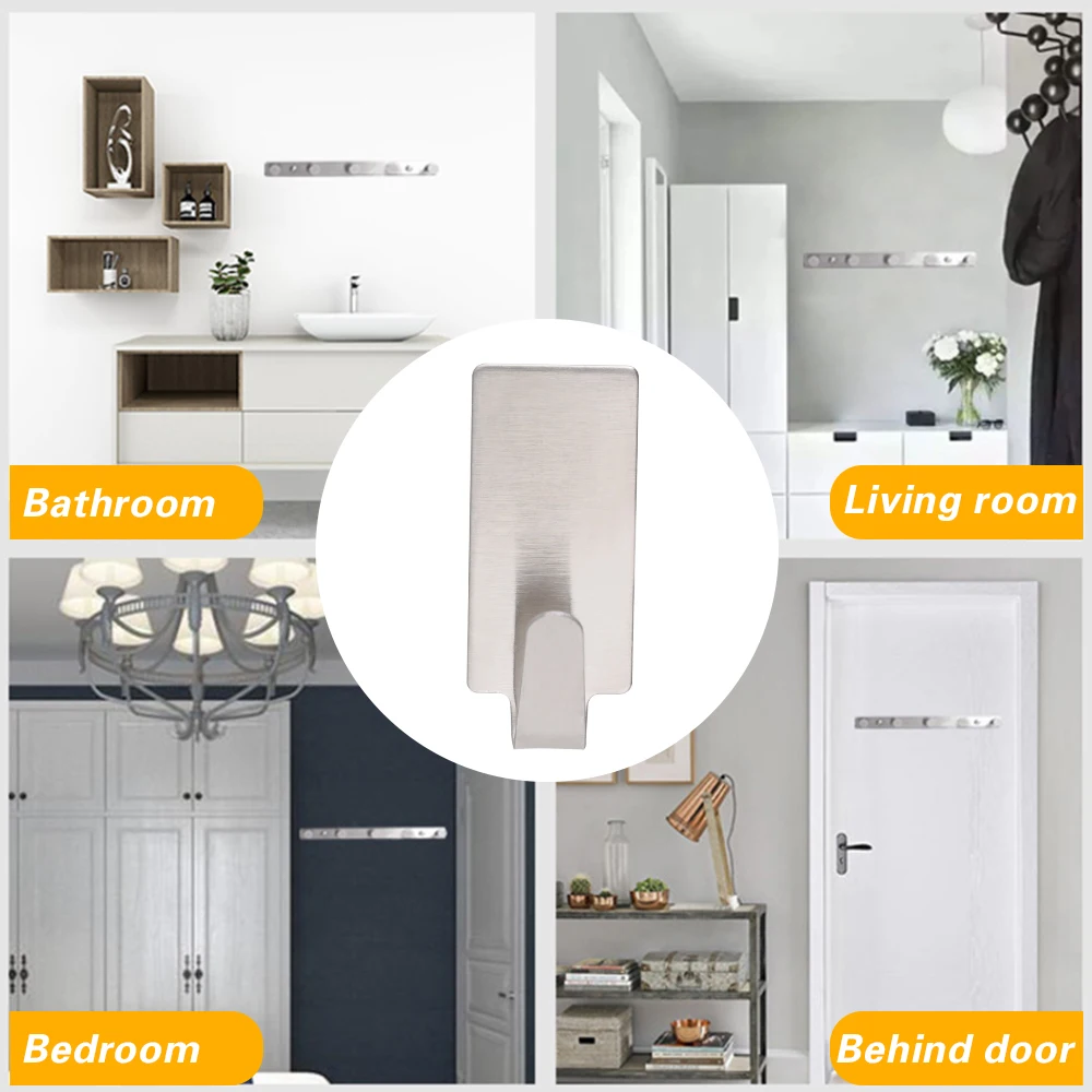 Mini Hooks Strong Adhesive Waterproof Stainless Steel Wall Hangers Kitchen Bathroom Towel Rack Shelf Multi-purpose Organizer