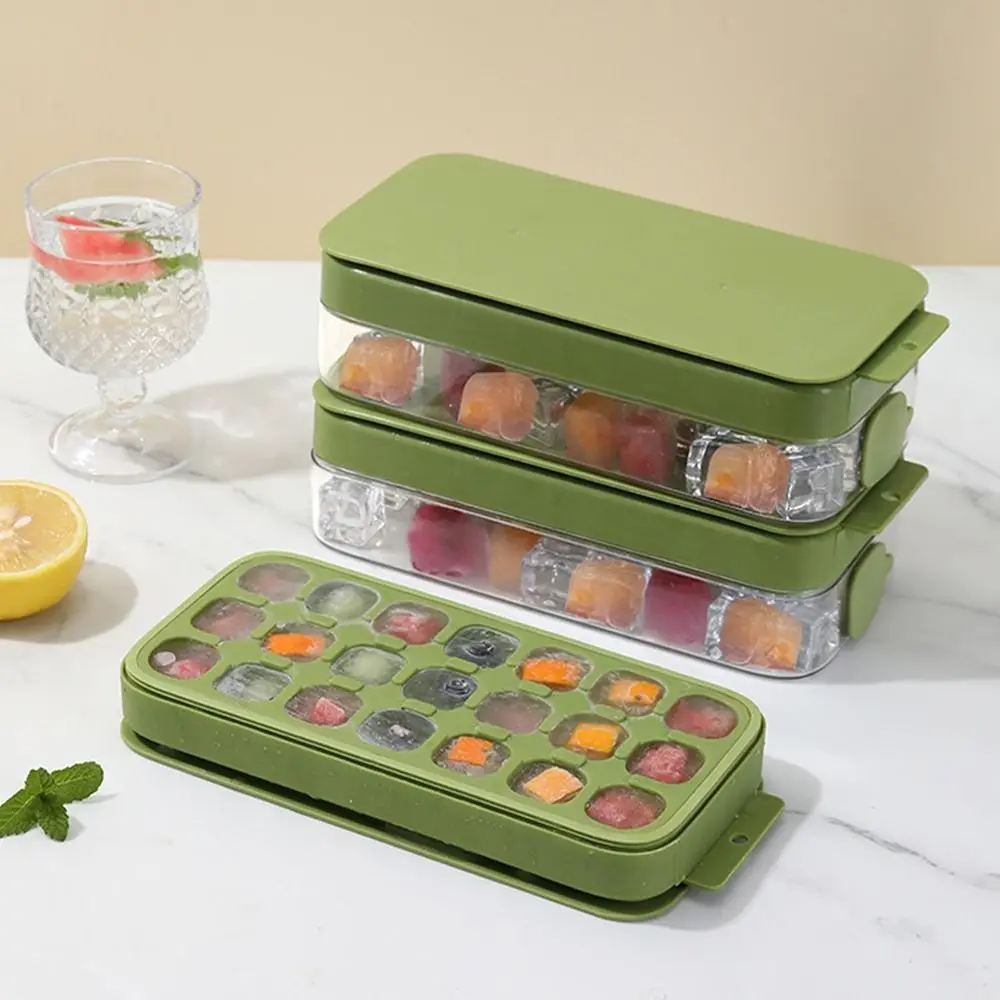 

Multi-Function 21 Grids Pressing Ice Cube Molds Reusable Silicone Ice Maker Creative Touch-free Ice Storage Box Kitchen Tools