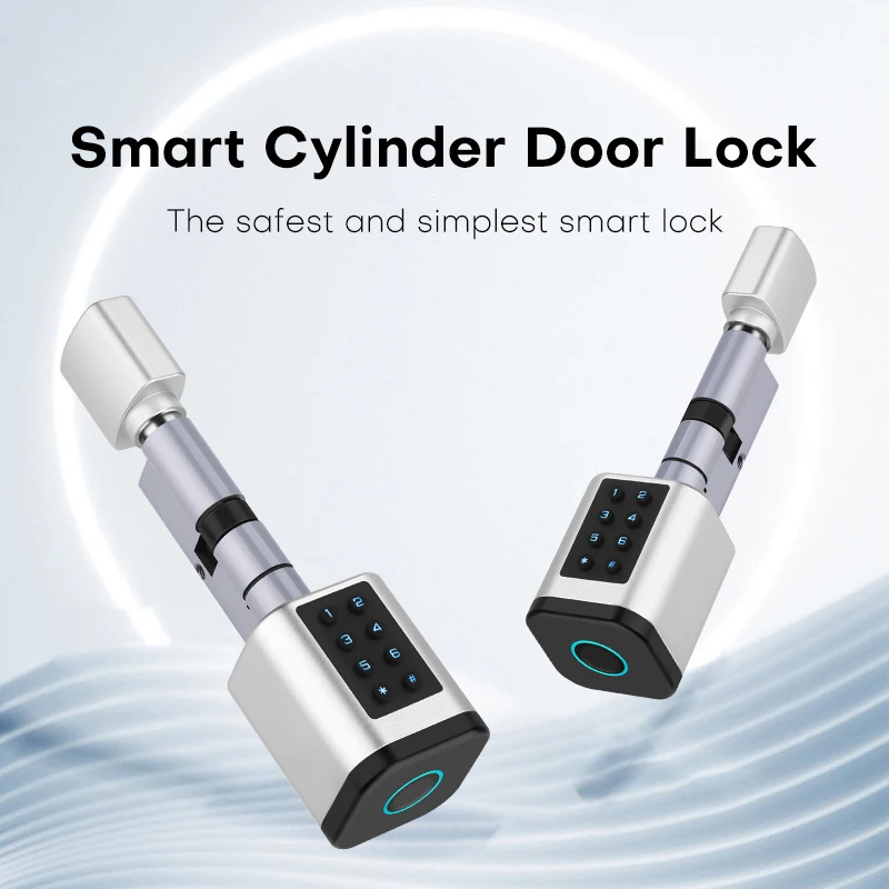 Tuya APP Fingerprint Lock Cylinder Electronic Smart Door Lock Digital Code Key Card Remote Control Adjustable Home Apartment
