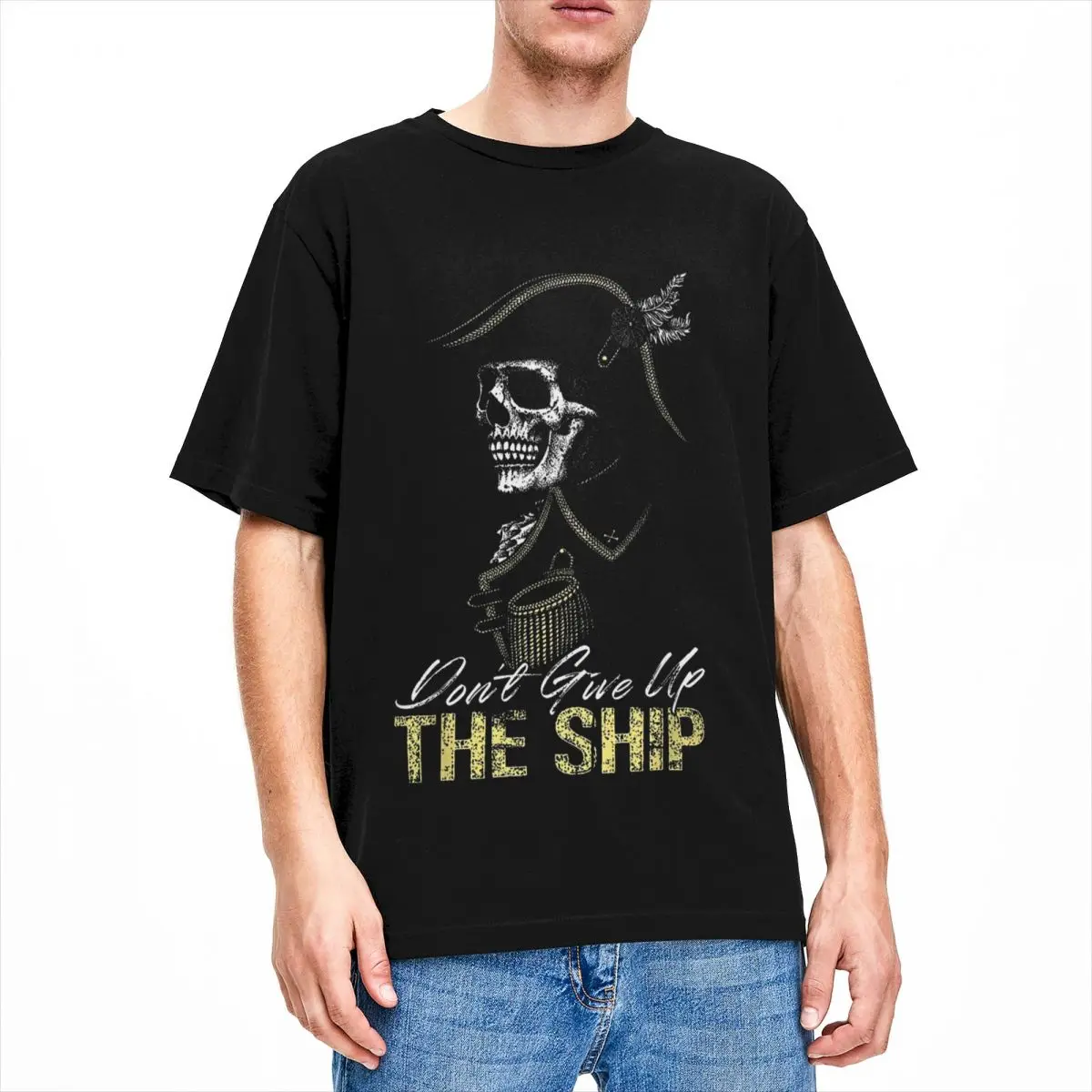 Creative Don't Give Up The Ship T-Shirt for Men 100% Cotton American War T Shirt Naval Veteran Sailor Tees 4XL 5XL Clothing image 3
