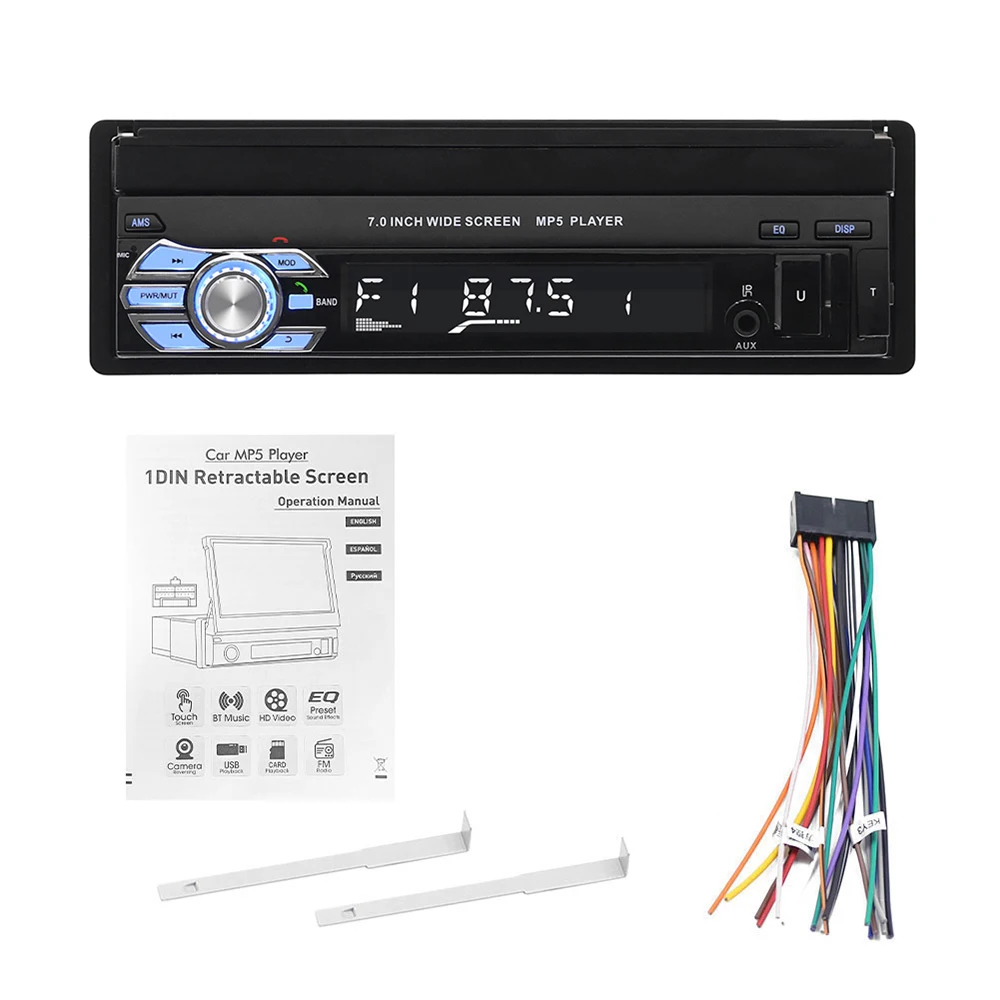 Podofo 1DIN 7-Zoll Autoradio mit ausfahrbarem Touchscreen, Bluetooth, Multimedia-Player, FM, USB, AUX, Audio – Detail 10