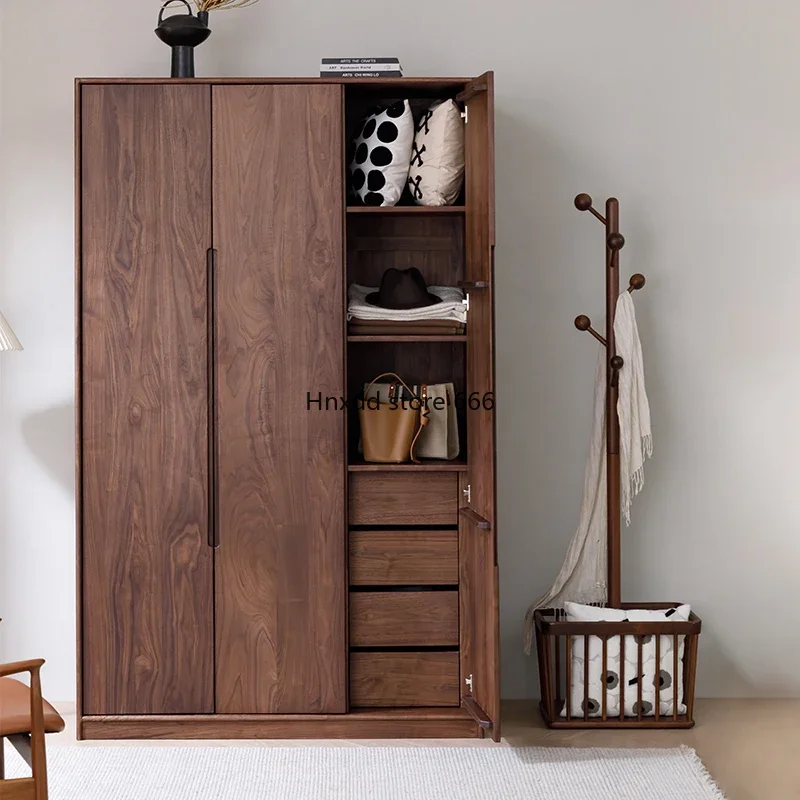 Italian minimalist solid wood wardrobe for home use