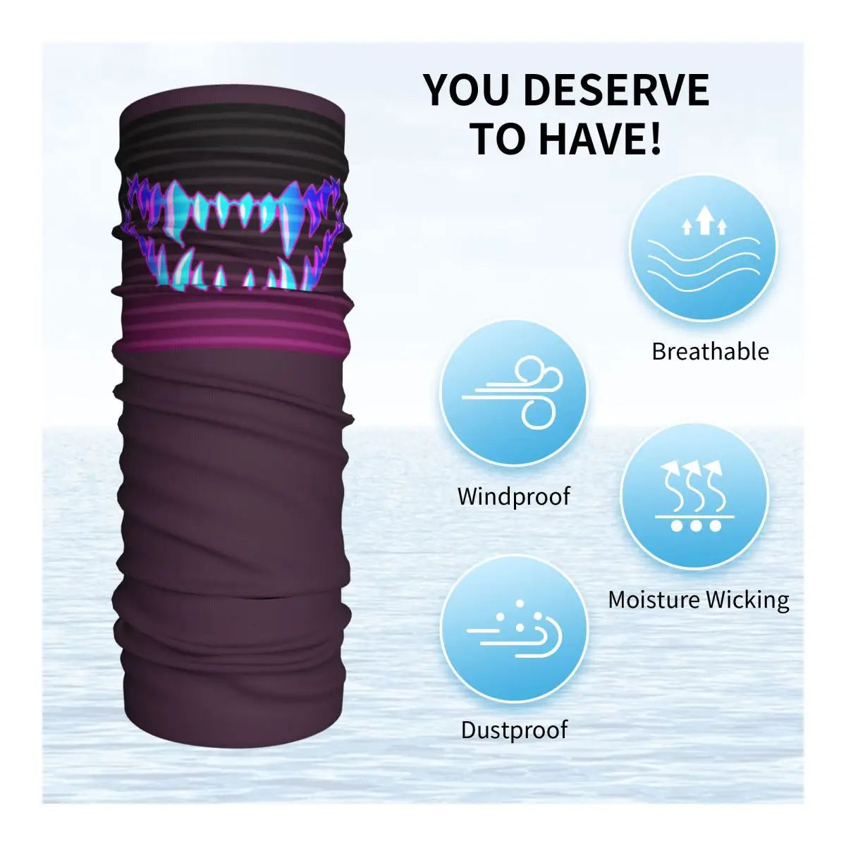 カスタムシンセウェイドラゴンティースバンダナネックウォーマー男性女性冬スキースカーフゲートル日本ベイパーワーブデーモン鬼フェイスカバー