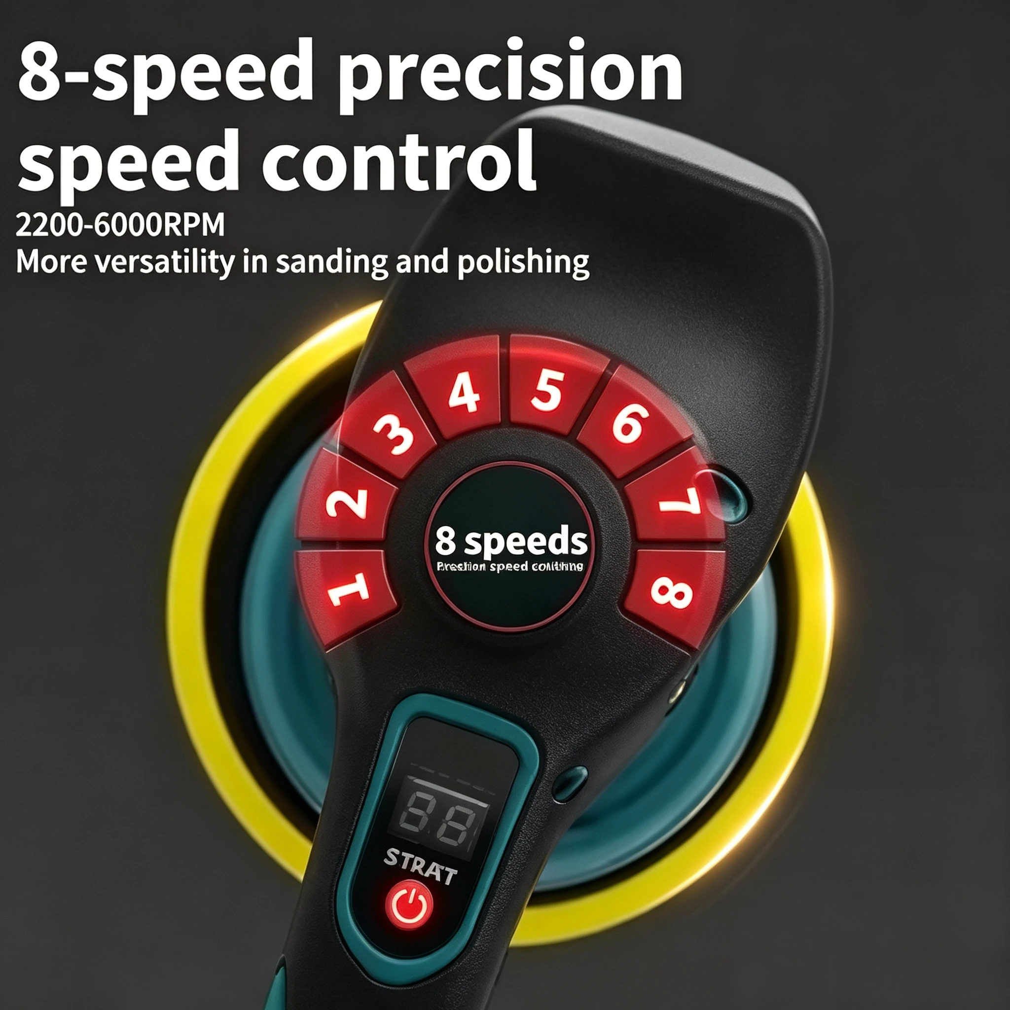 Makita 18V Cordless Car Polisher with Digital Display 8 Speed Settings Waxing Machine Vehicle Polishing for 18V Lithium Battery - view 5