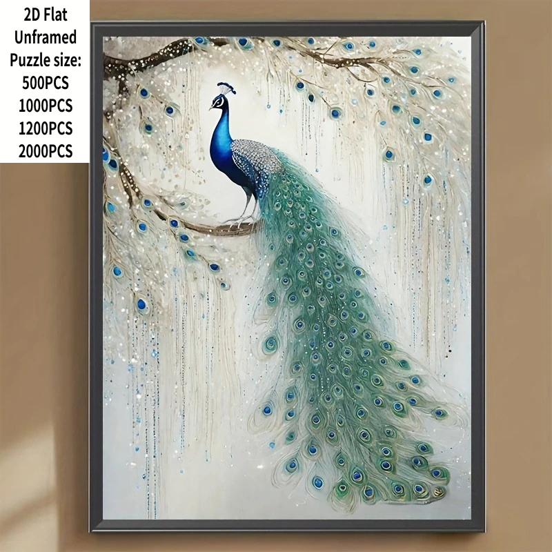 500/1000/1200/2000PCS Jigsaw Puzzle Animal Peacock Family Activity Games for Gameroom Bedroom Home Decor Frameless
